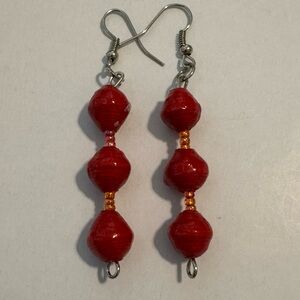 NWOT Ugandan Handmade Paper Bead Earrings